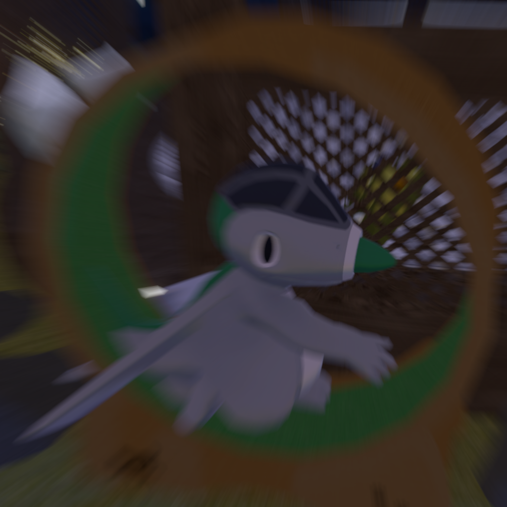 VRChatで回し車を回すArĝentakato。